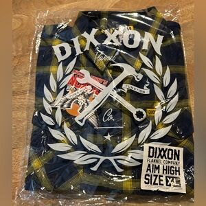DIXXON Men's Navy and Gold Plaid Shirt